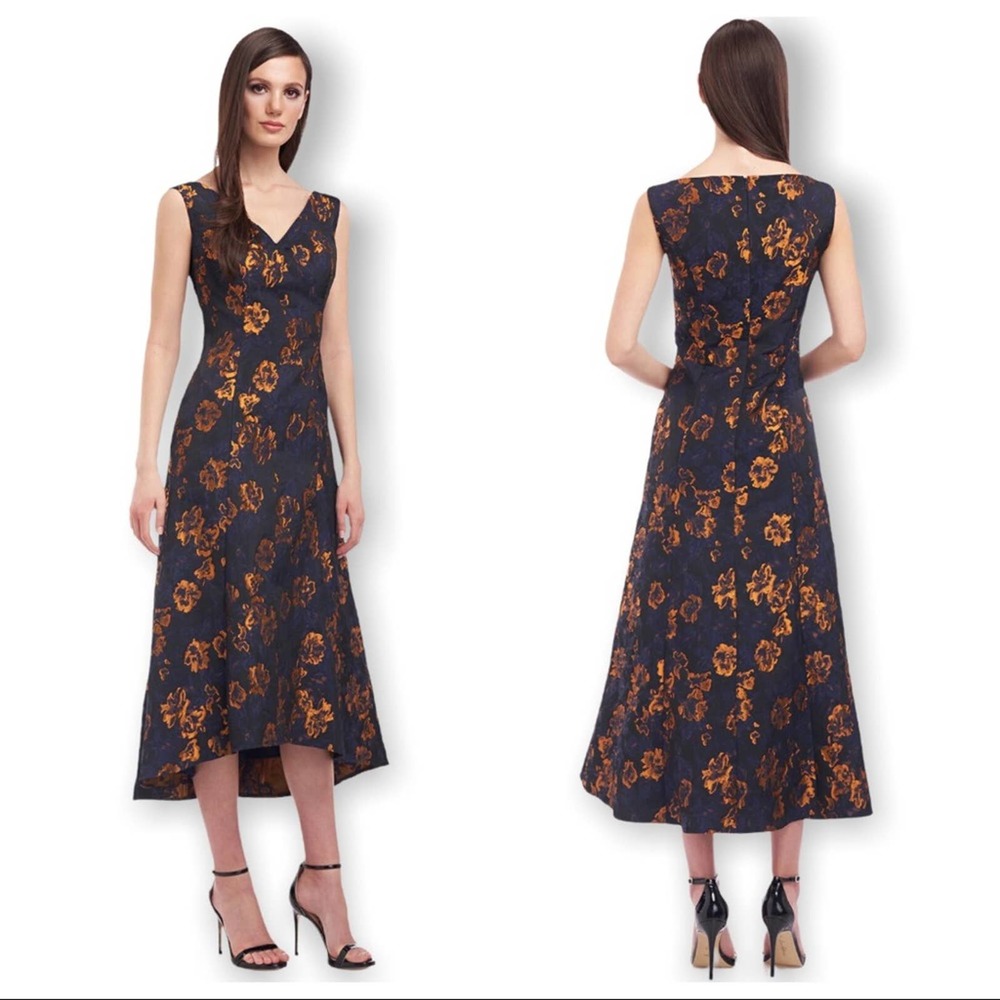 Kay Unger Gemma Tea Length High Low Floral Dress 16 NWT